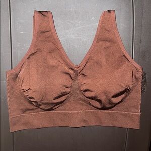 Truekind Throw On Wireless Bralette, Brown, Size: Large